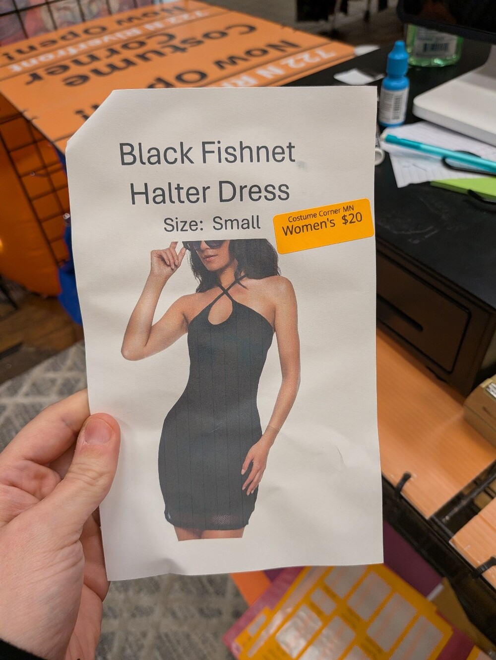 New Women's Black Fishnet Halter Dress